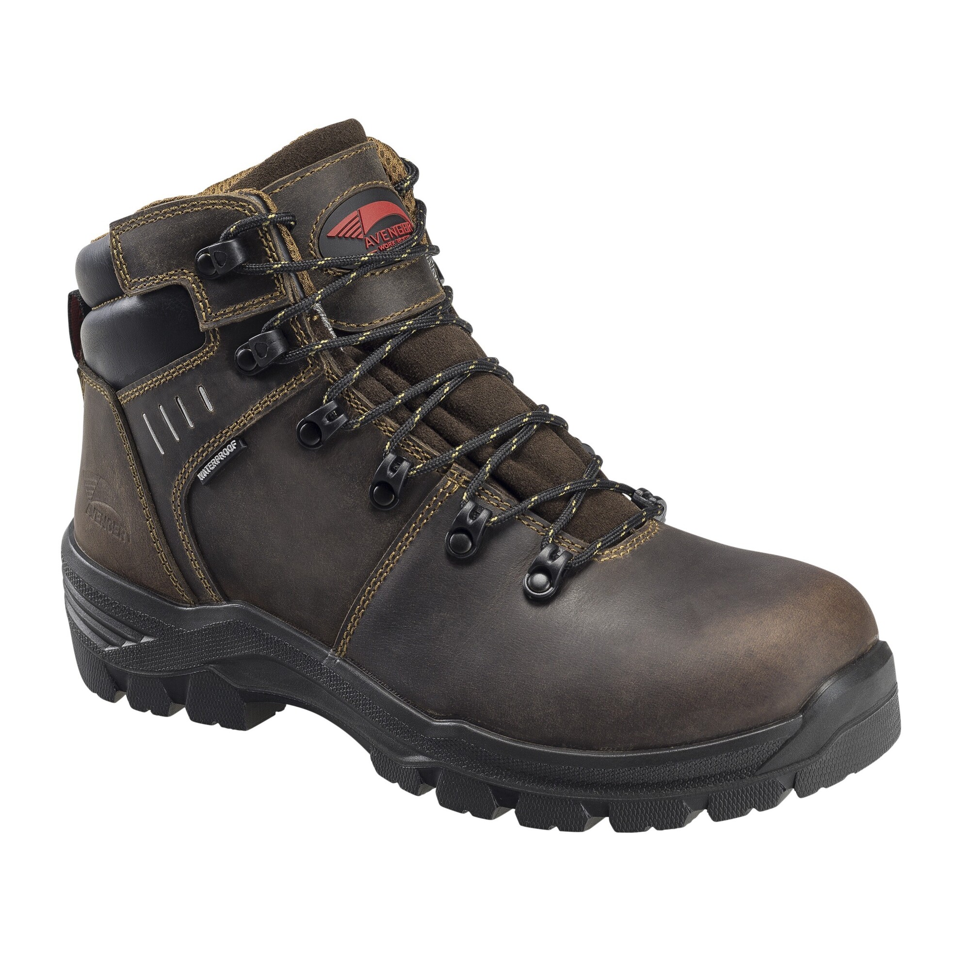 Avenger Foundation Men's Work Boots — Carbon Nano-Fiber Toe, Full-Grain Leather, Brown/Black, Size 8 Wide, Model# A7401-8W